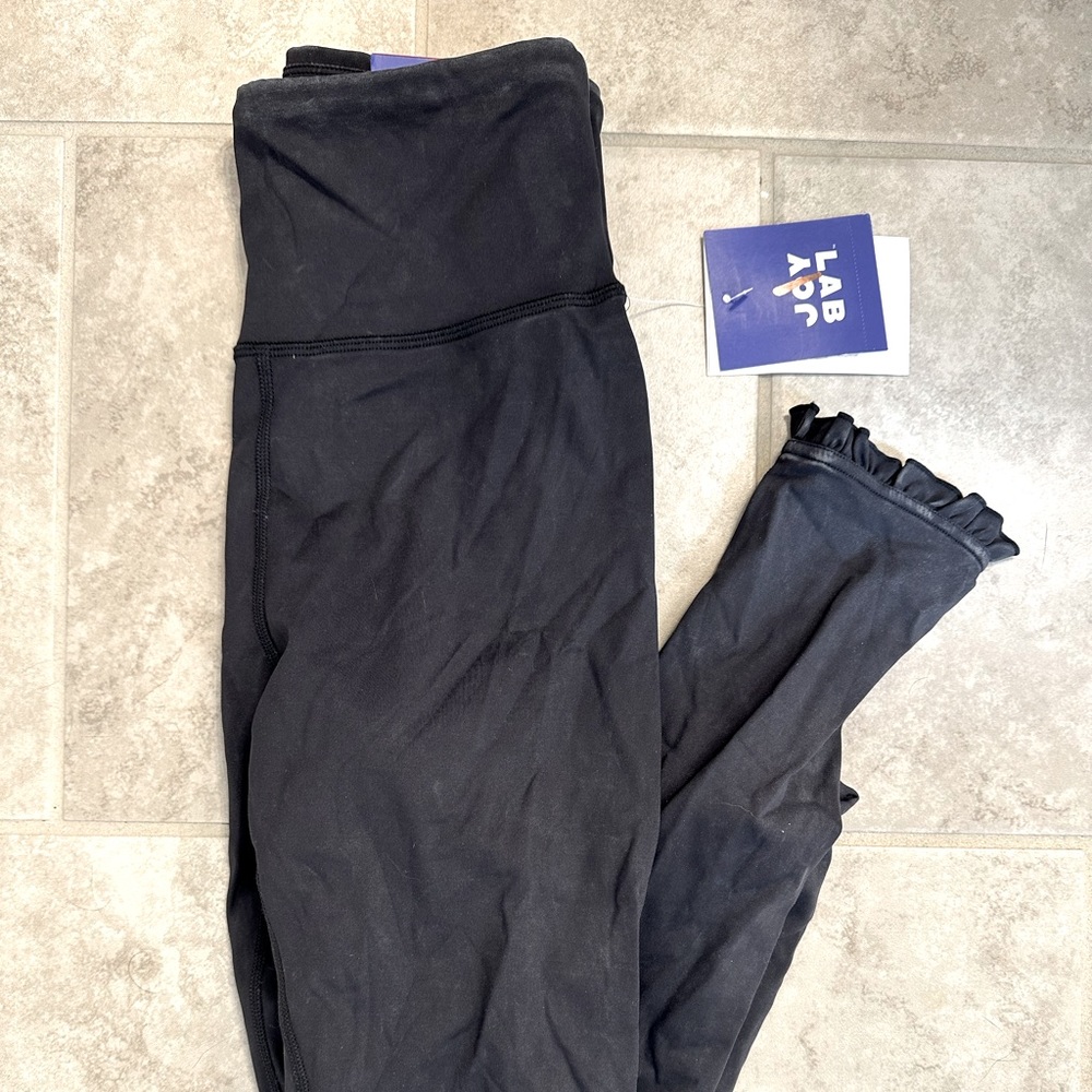 NWT XS JoyLab Acid Wash/Faded Gray Color Leggings with Ruffle Hem